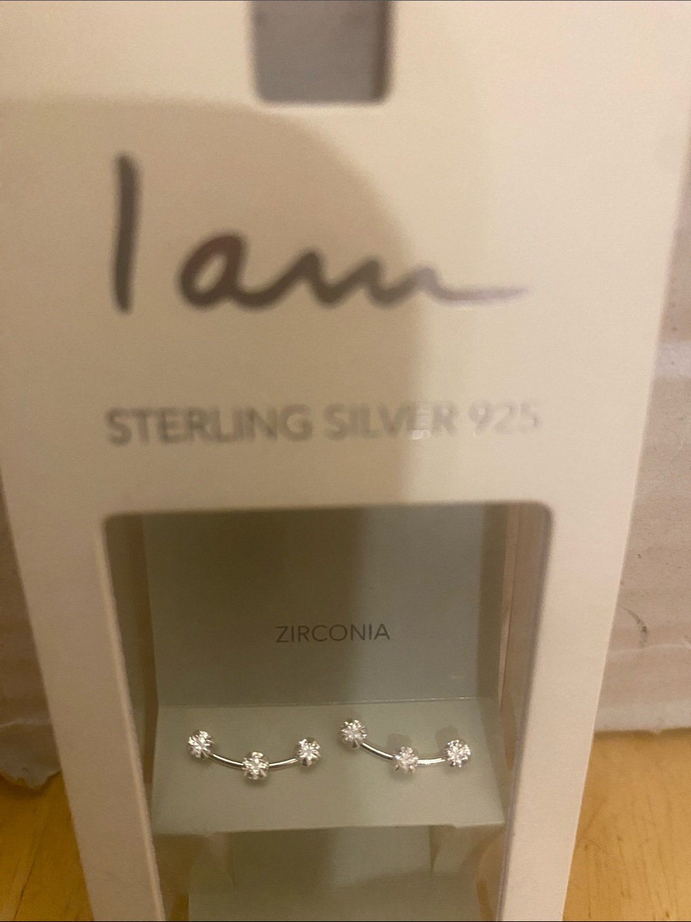 Sterling Silver 925 Zirconia Curved Stud Earrings NWT NIP by I am